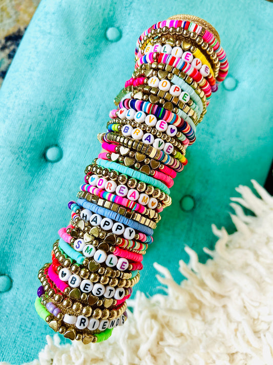 Beaded Stack Bracelet Set-"BELIEVE”