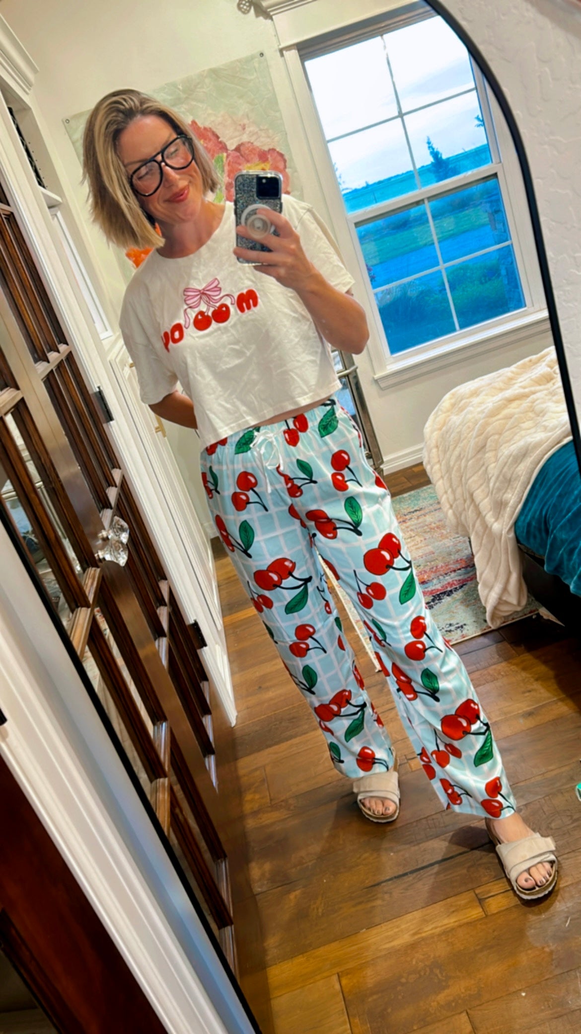 “Checkered Cherries” Silky Pants