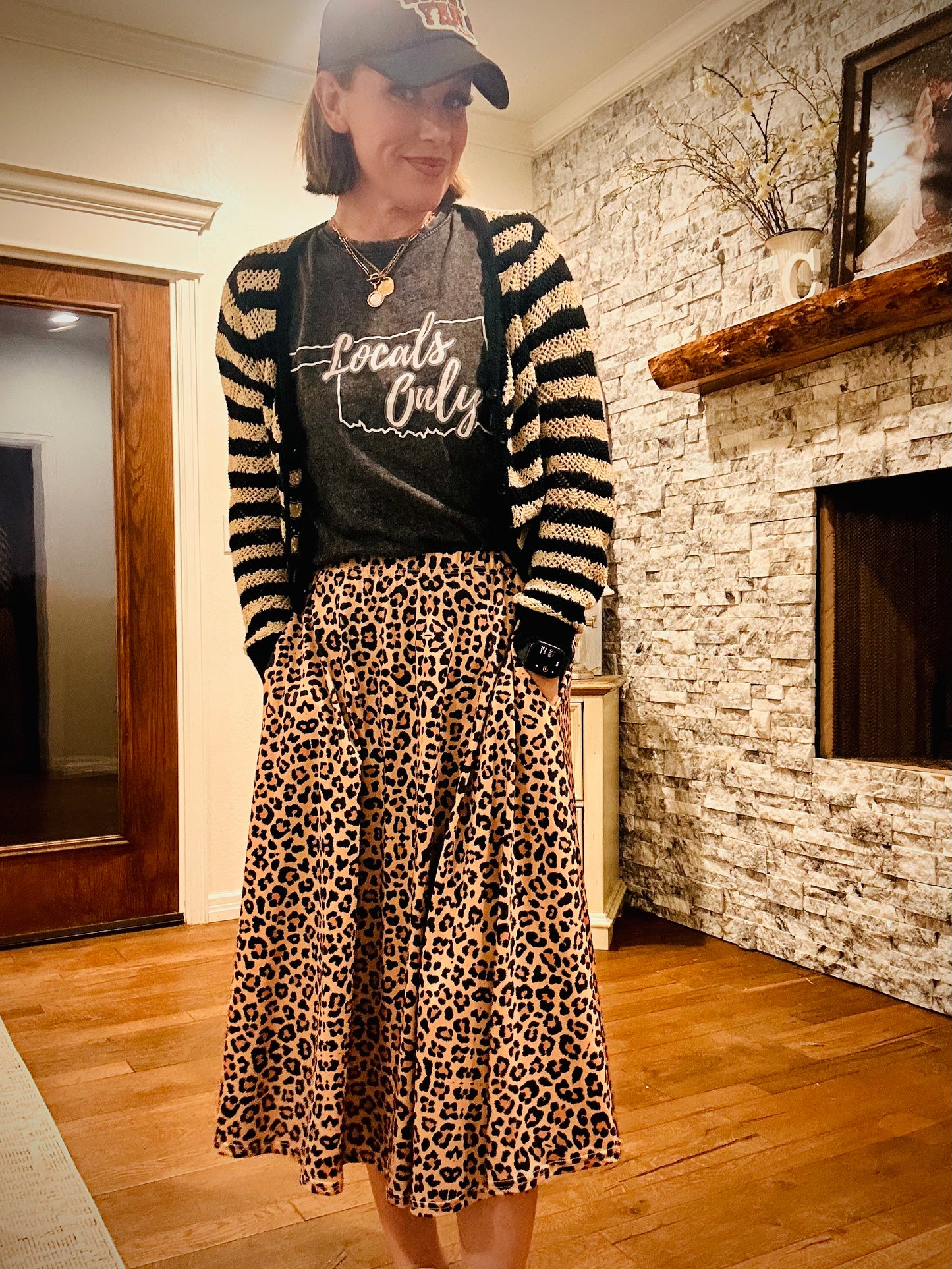 Mackenzie Midi Leopard print Skirt