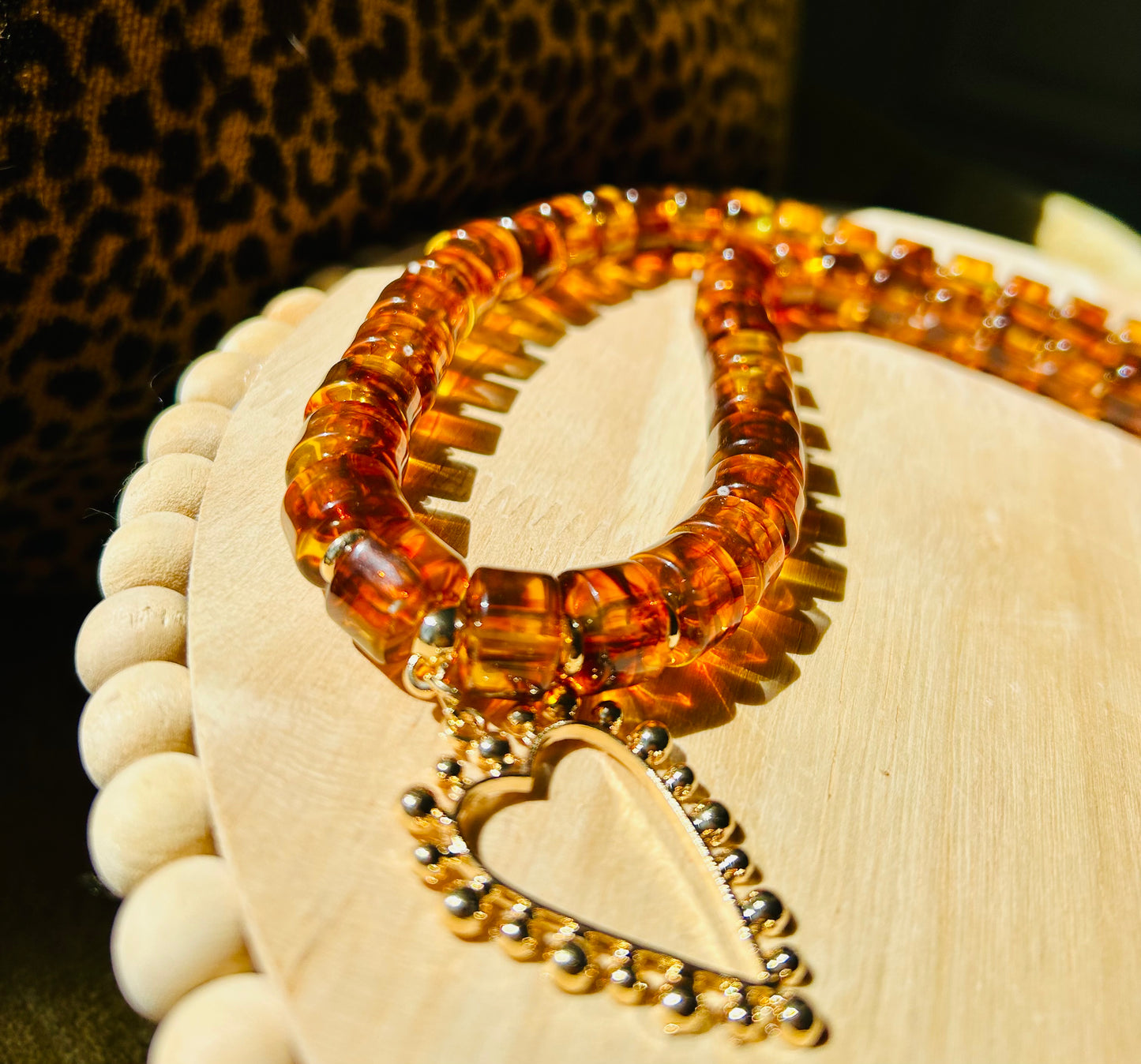 Tortoise Shell Heart Pendant Necklace