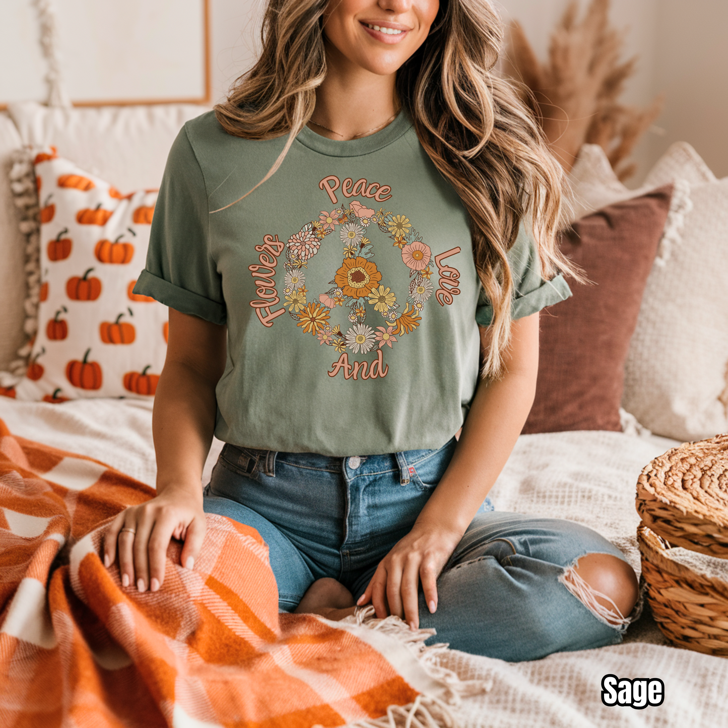 Peace Love & Flowers Graphic Tee