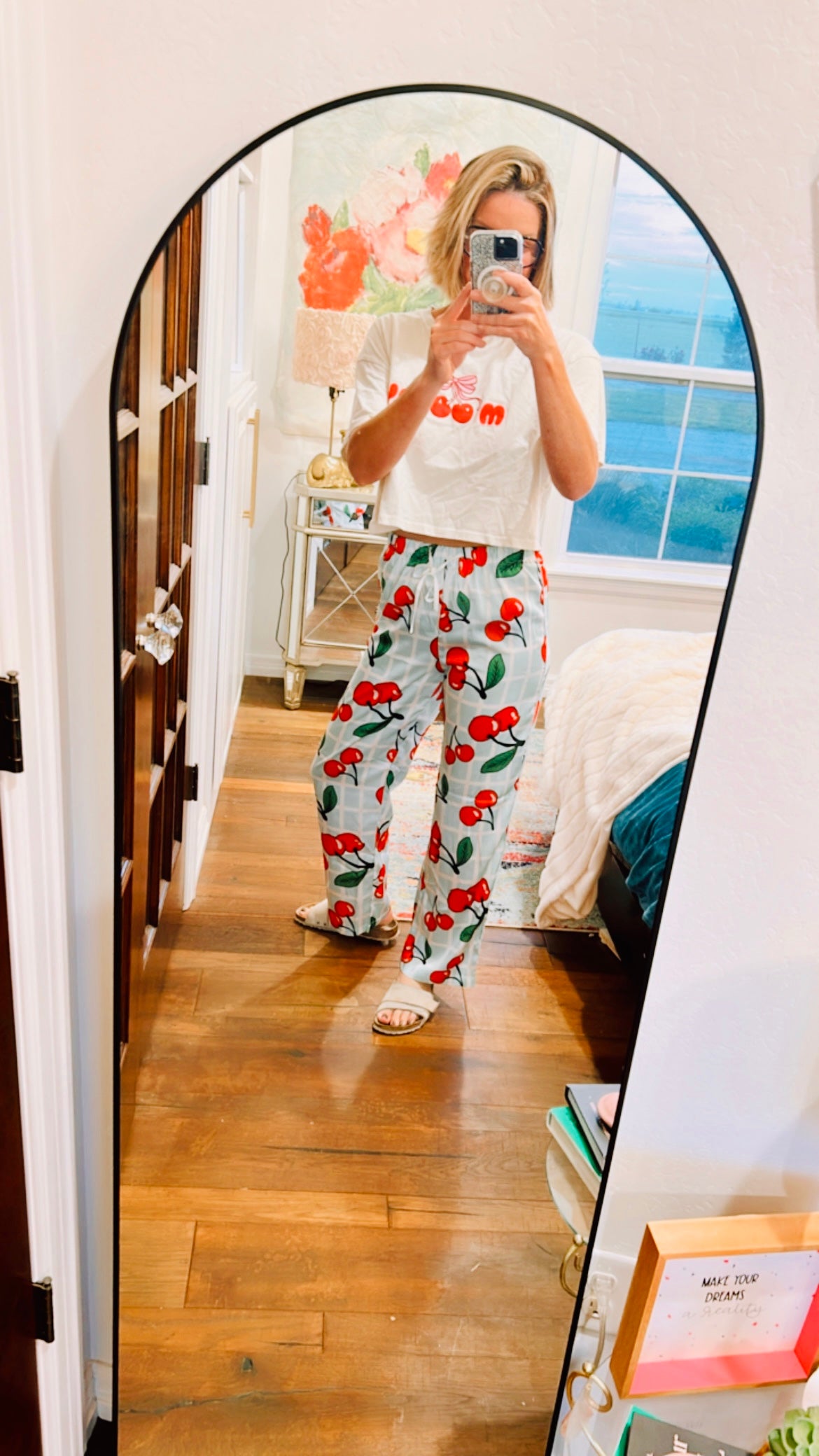 “Checkered Cherries” Silky Pants