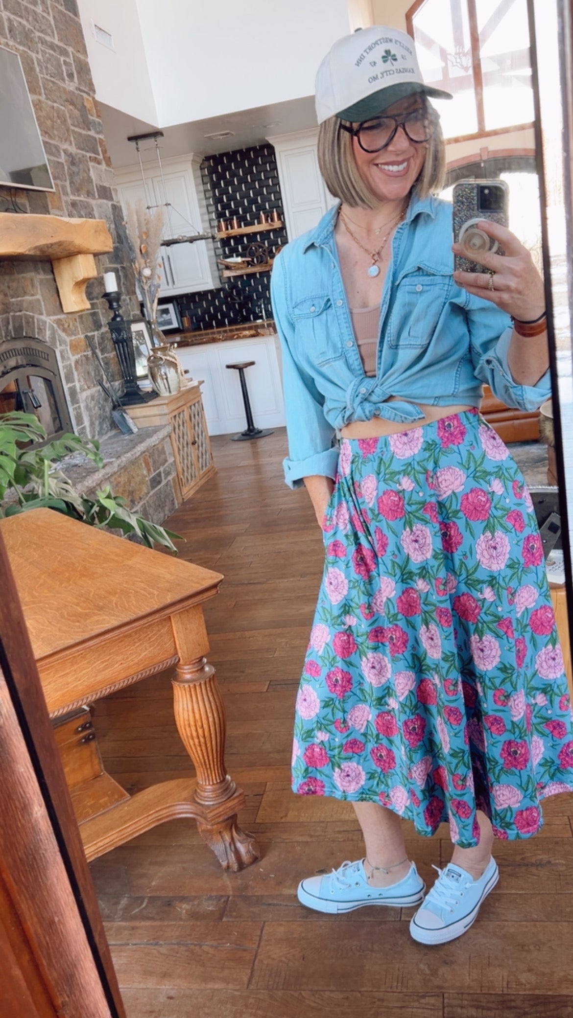Florence In Floral Midi Skirt