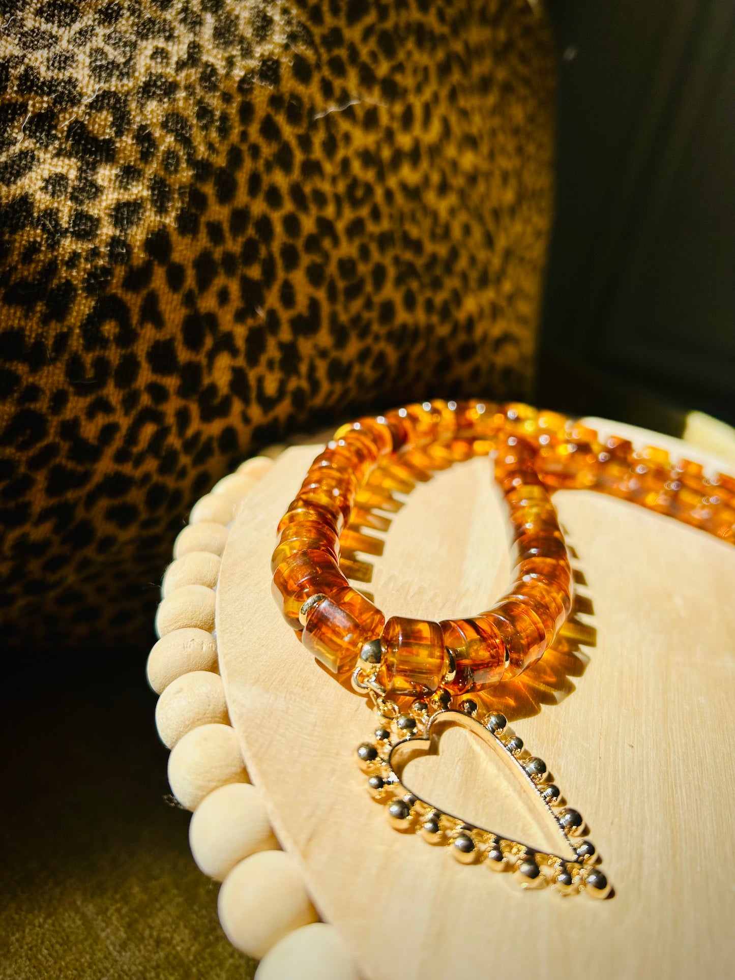 Tortoise Shell Heart Pendant Necklace