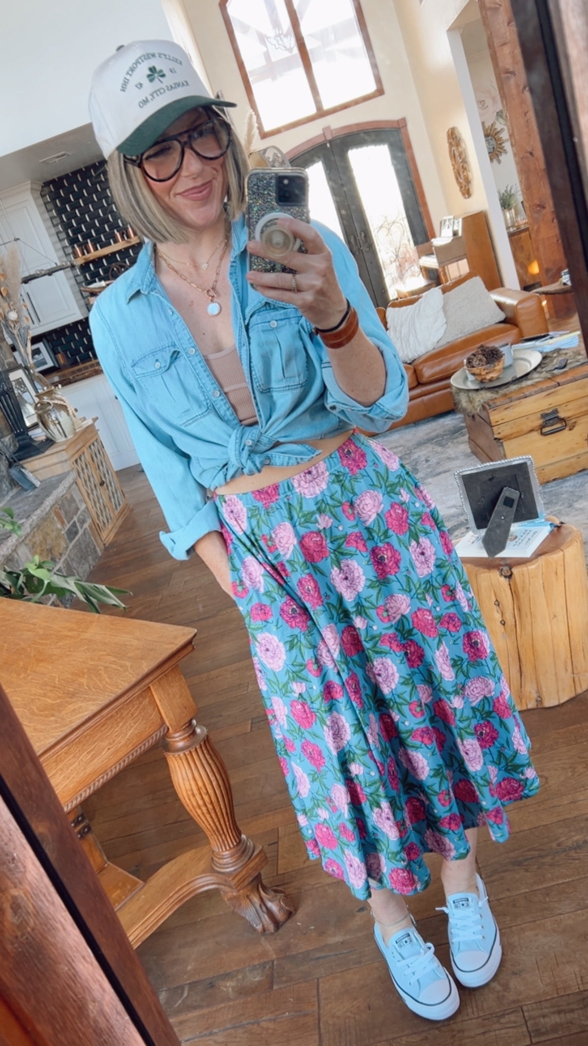 Florence In Floral Midi Skirt