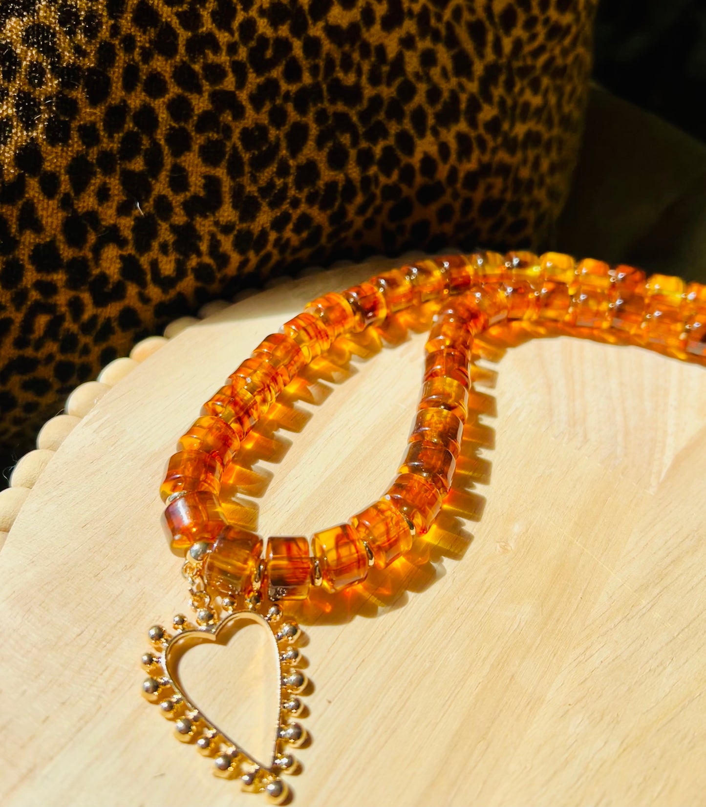 Tortoise Shell Heart Pendant Necklace