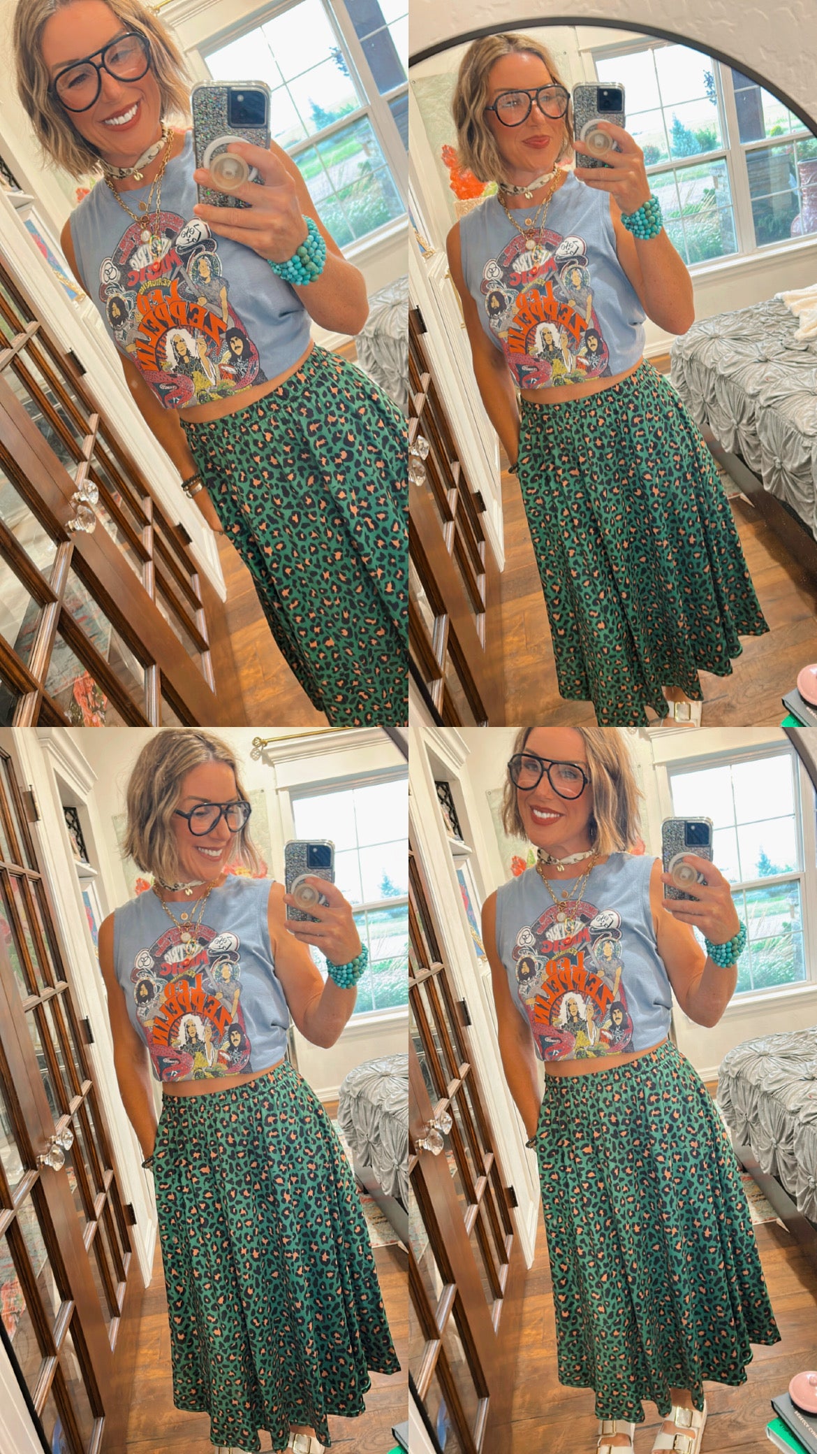 Emerald Leopard Print Skirt