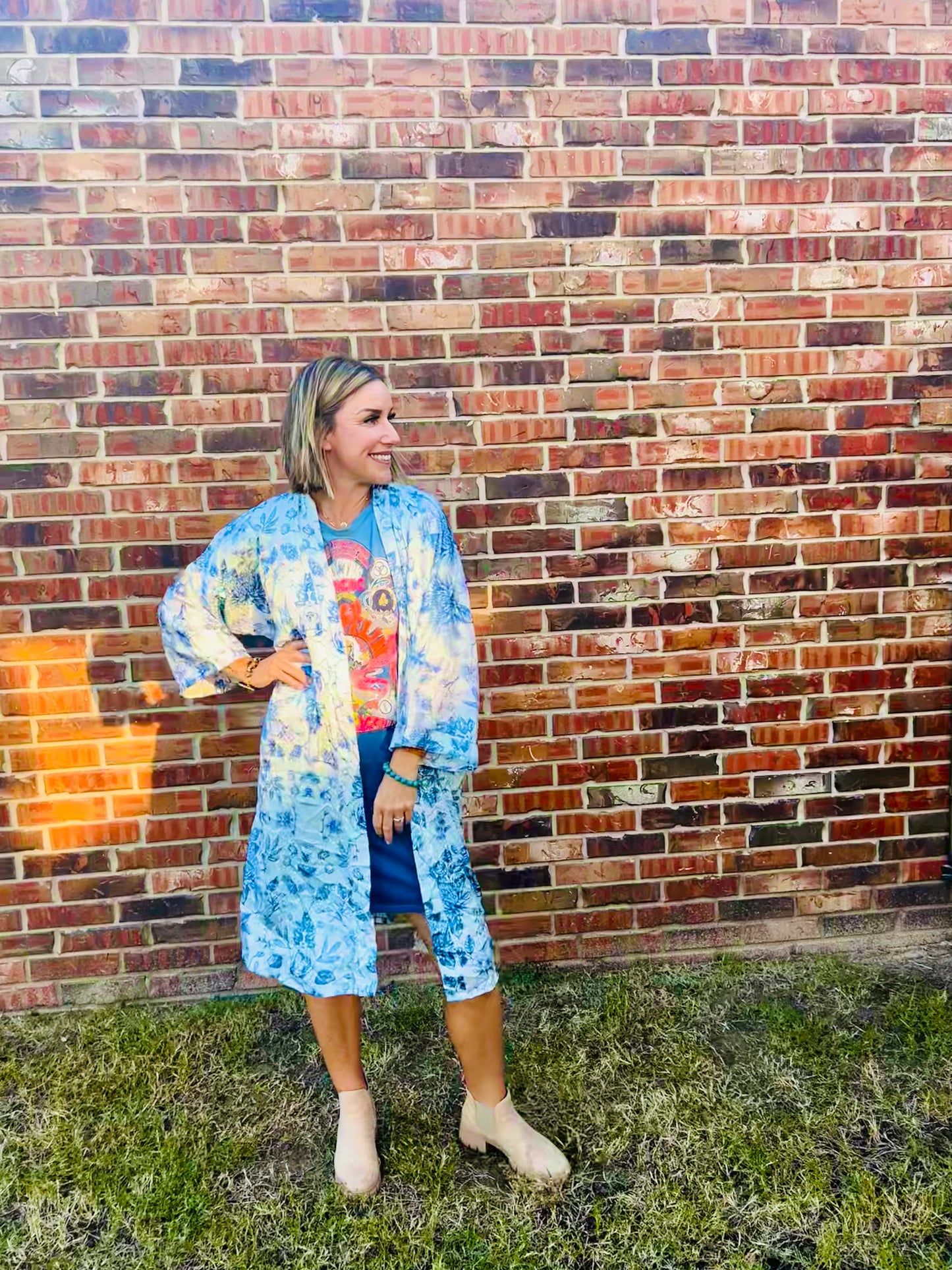 Blue Skies Silk Kimono