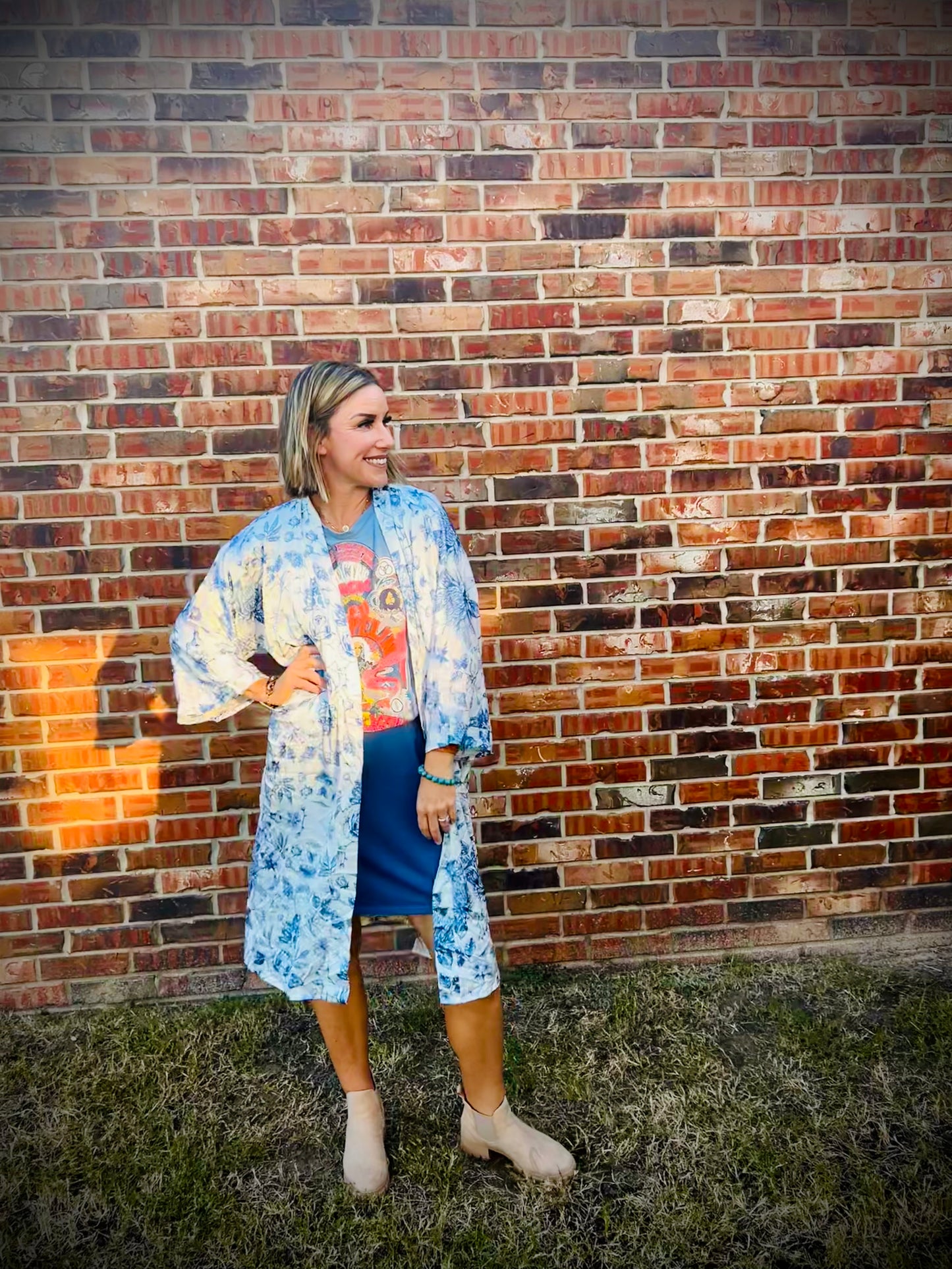 Blue Skies Silk Kimono