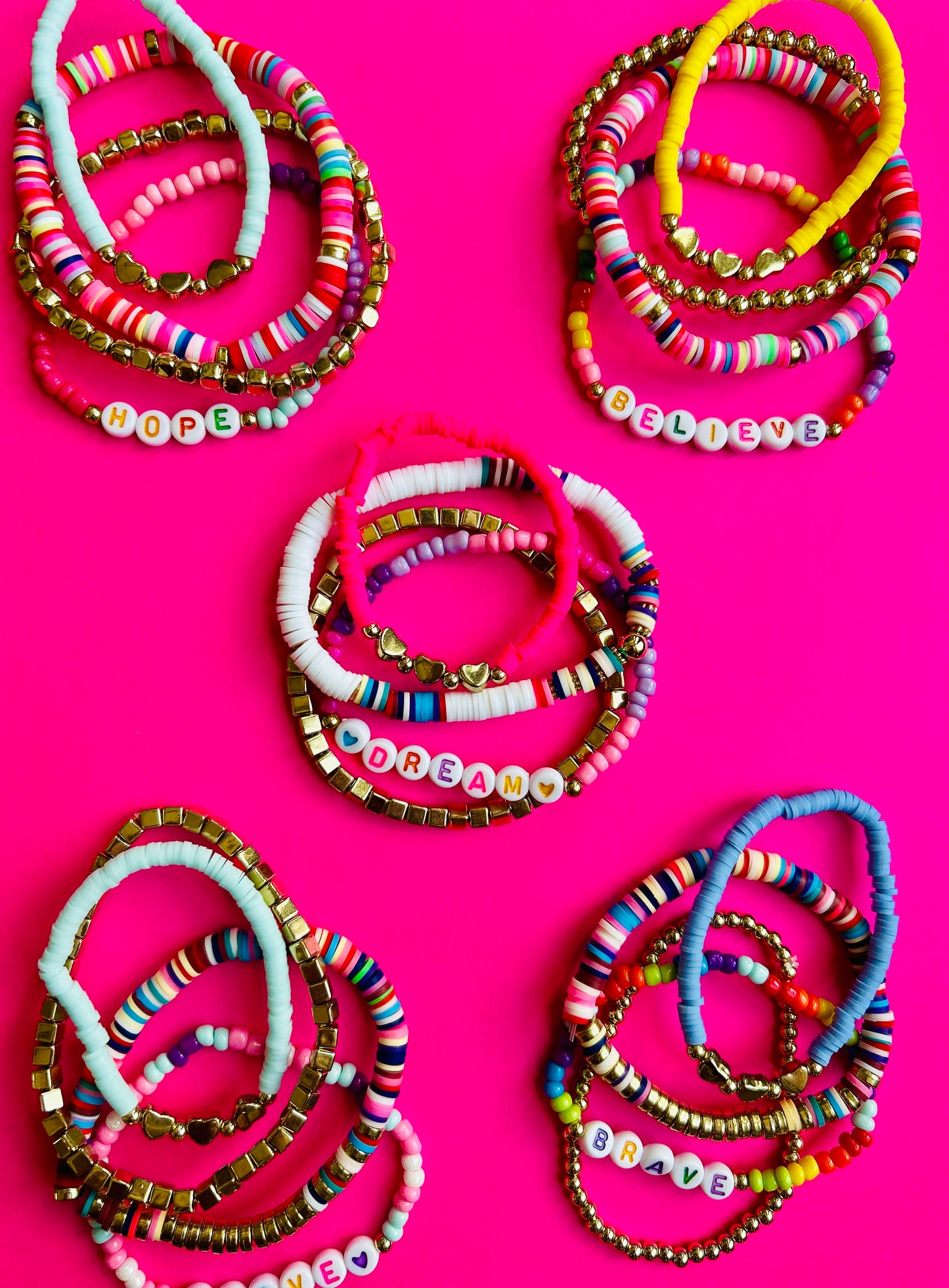 Beaded Stack Bracelet Set-"BRAVE"