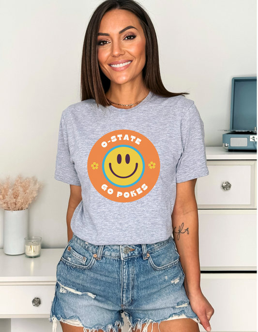 Oklahoma State Smiley Face Tee