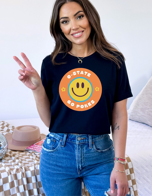 Oklahoma State Smiley Face Tee