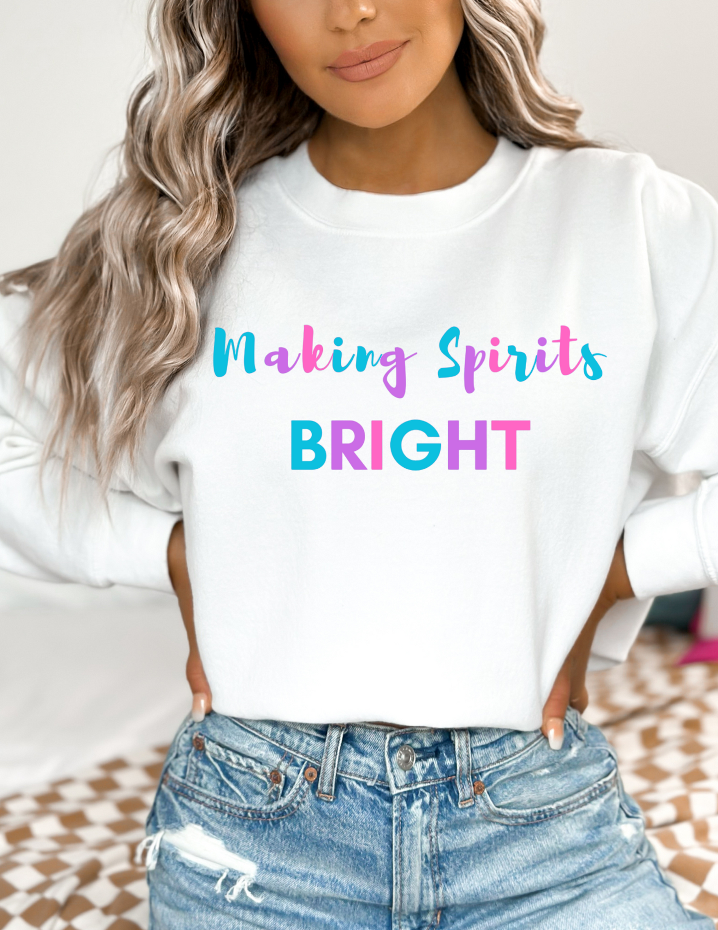 Making Spirits Bright Ladies Sweatshirt
