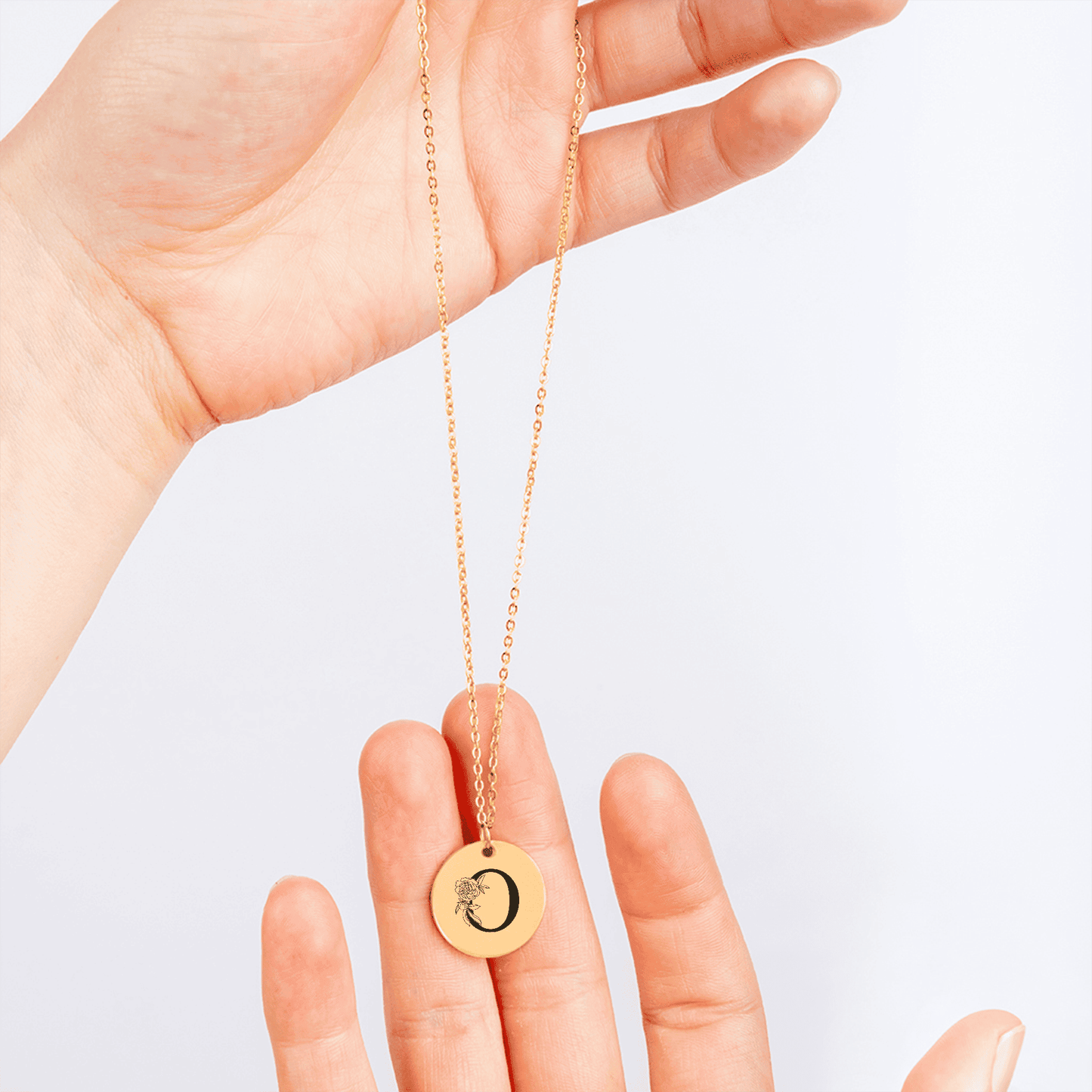 Floral Initial Necklace – "O"