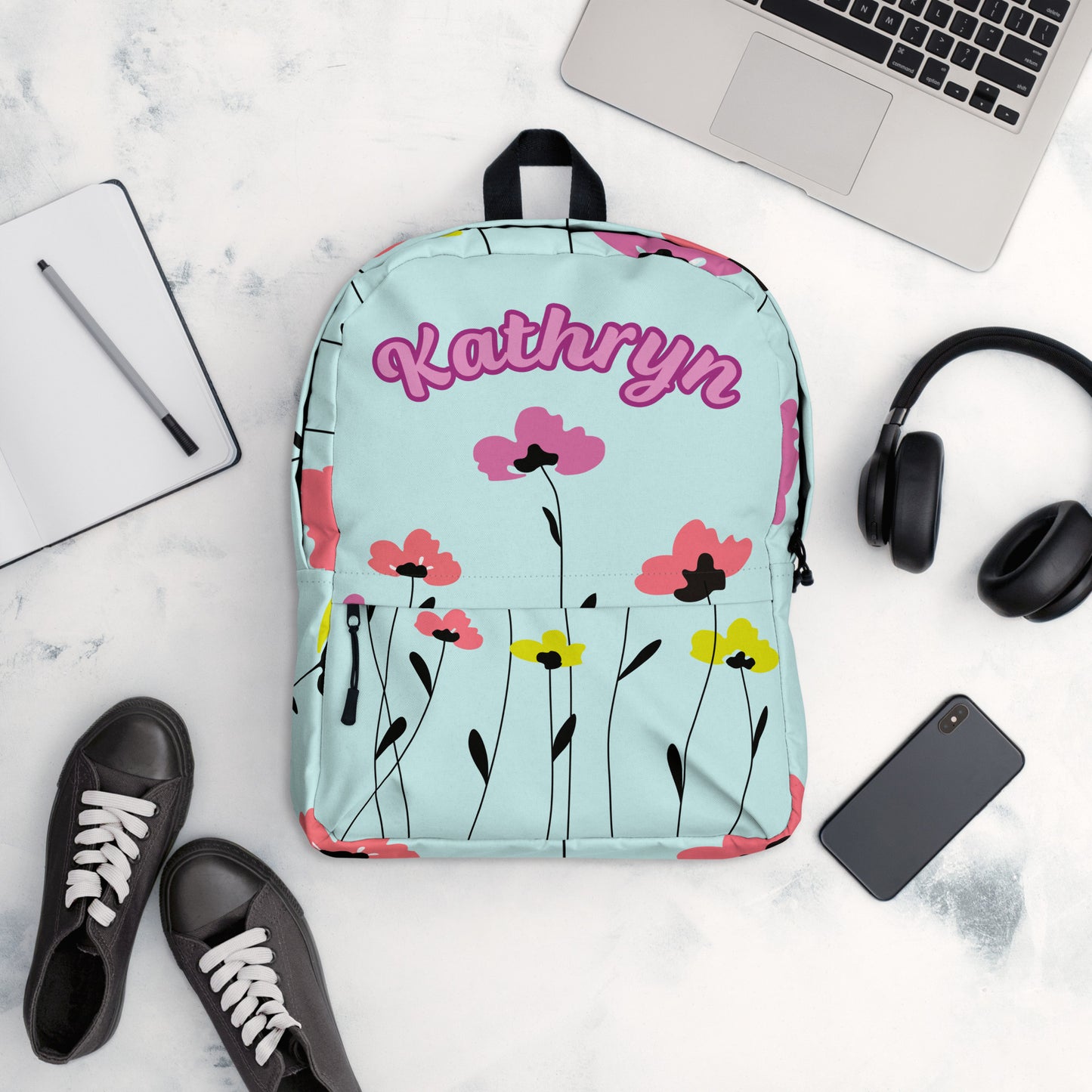 Floral Personalized Name Backpack