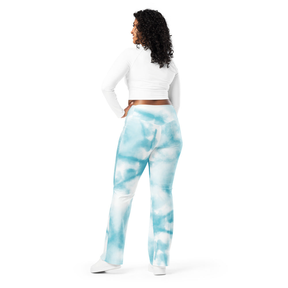 Skies Are Blue Tie Dye Flare Leggings