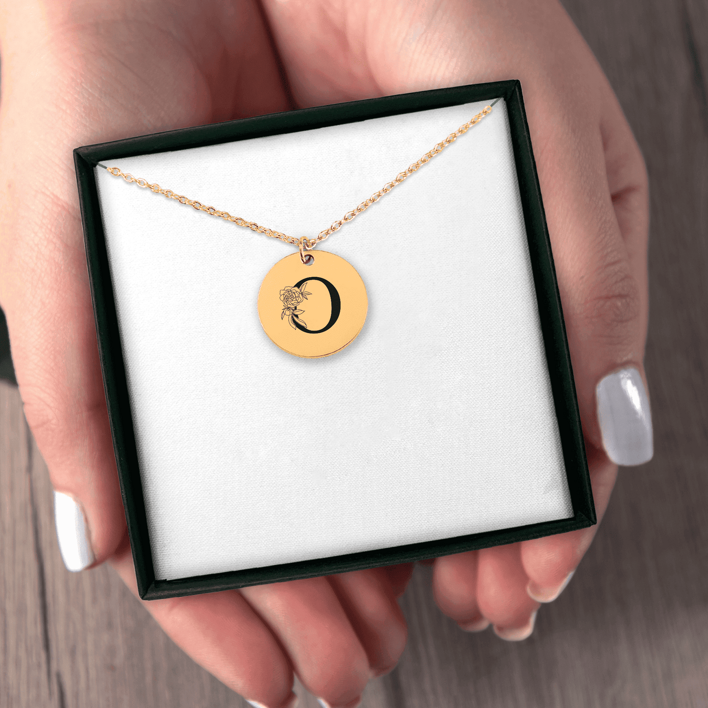 Floral Initial Necklace – "O"