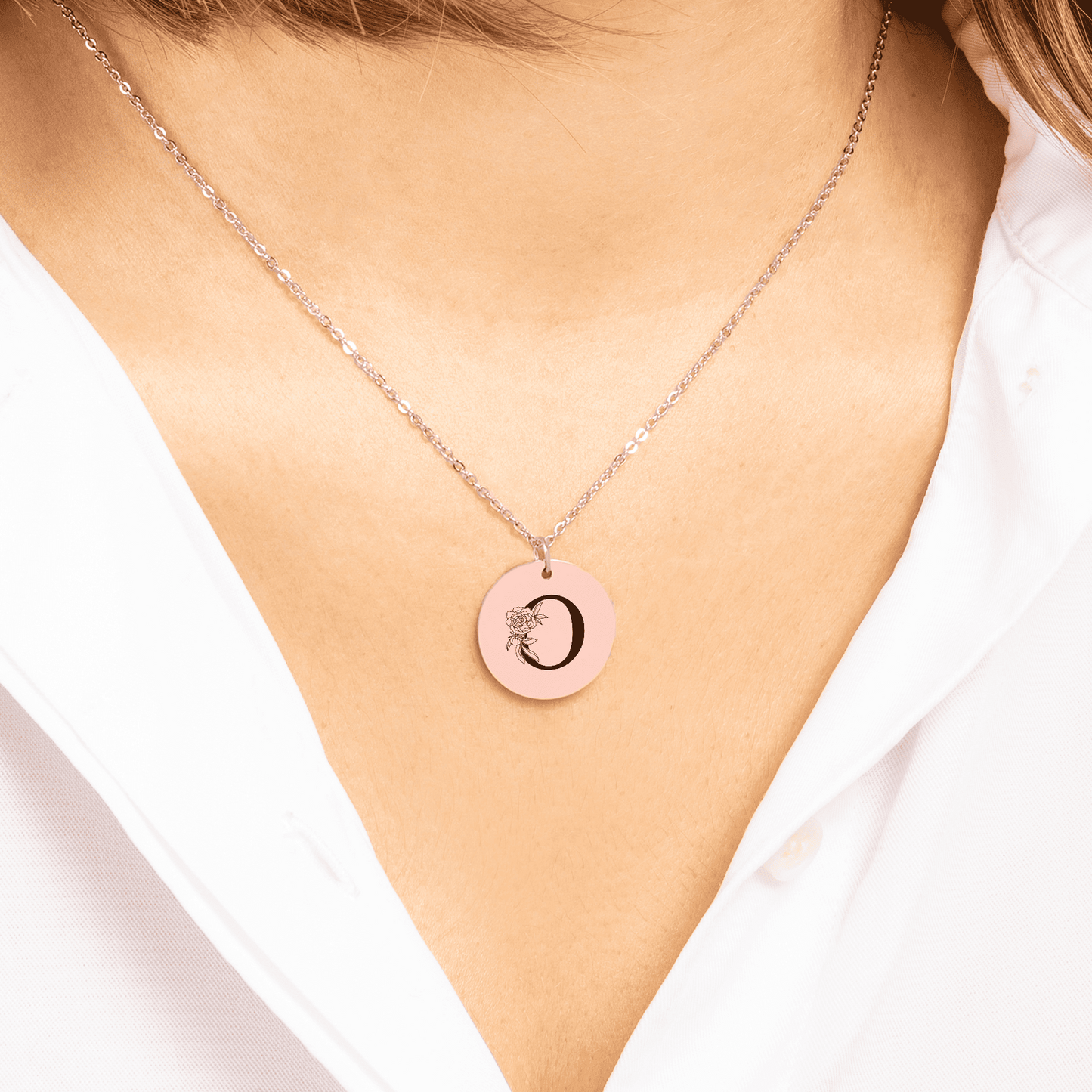 Floral Initial Necklace – "O"