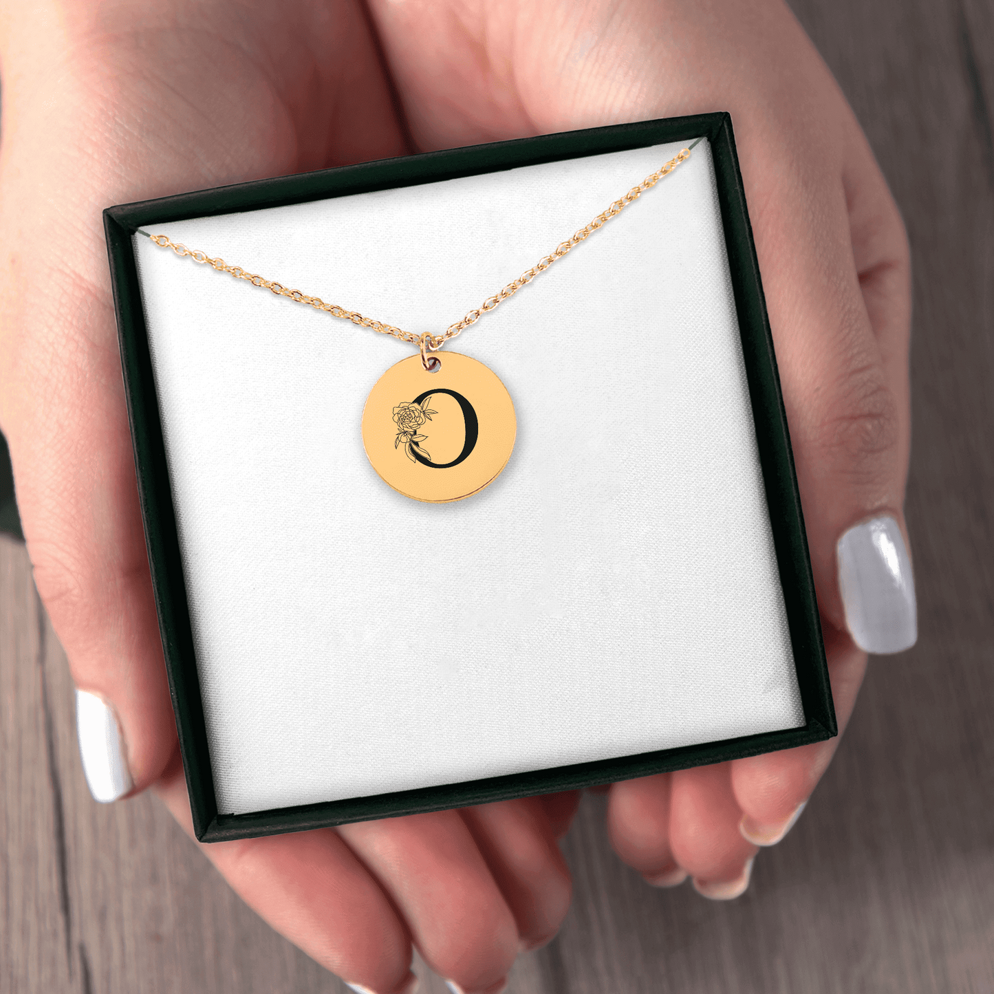 Floral Initial Necklace – "O"