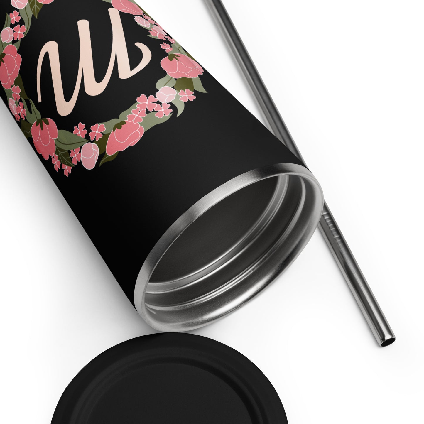 Custom Initial Tumbler with Lid and Straw
