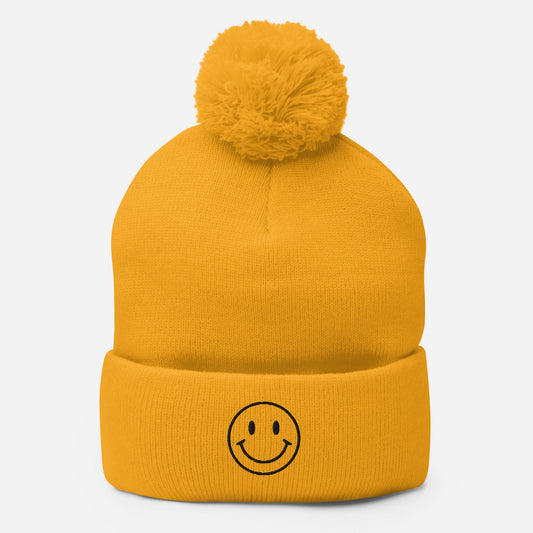 Smiley Face Pom Pom Stocking Cap (Copy)