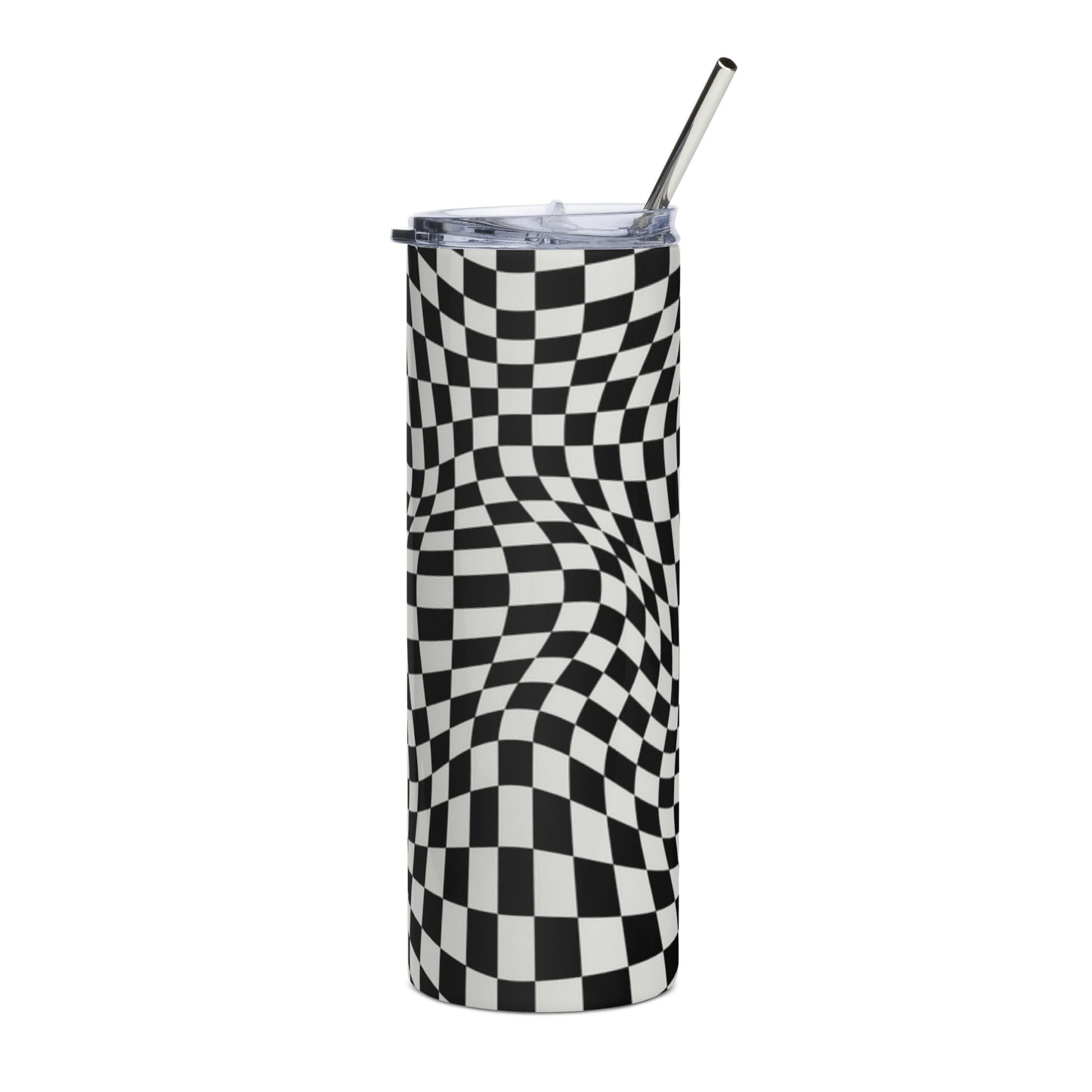 Checkerboard Tumbler with Straw